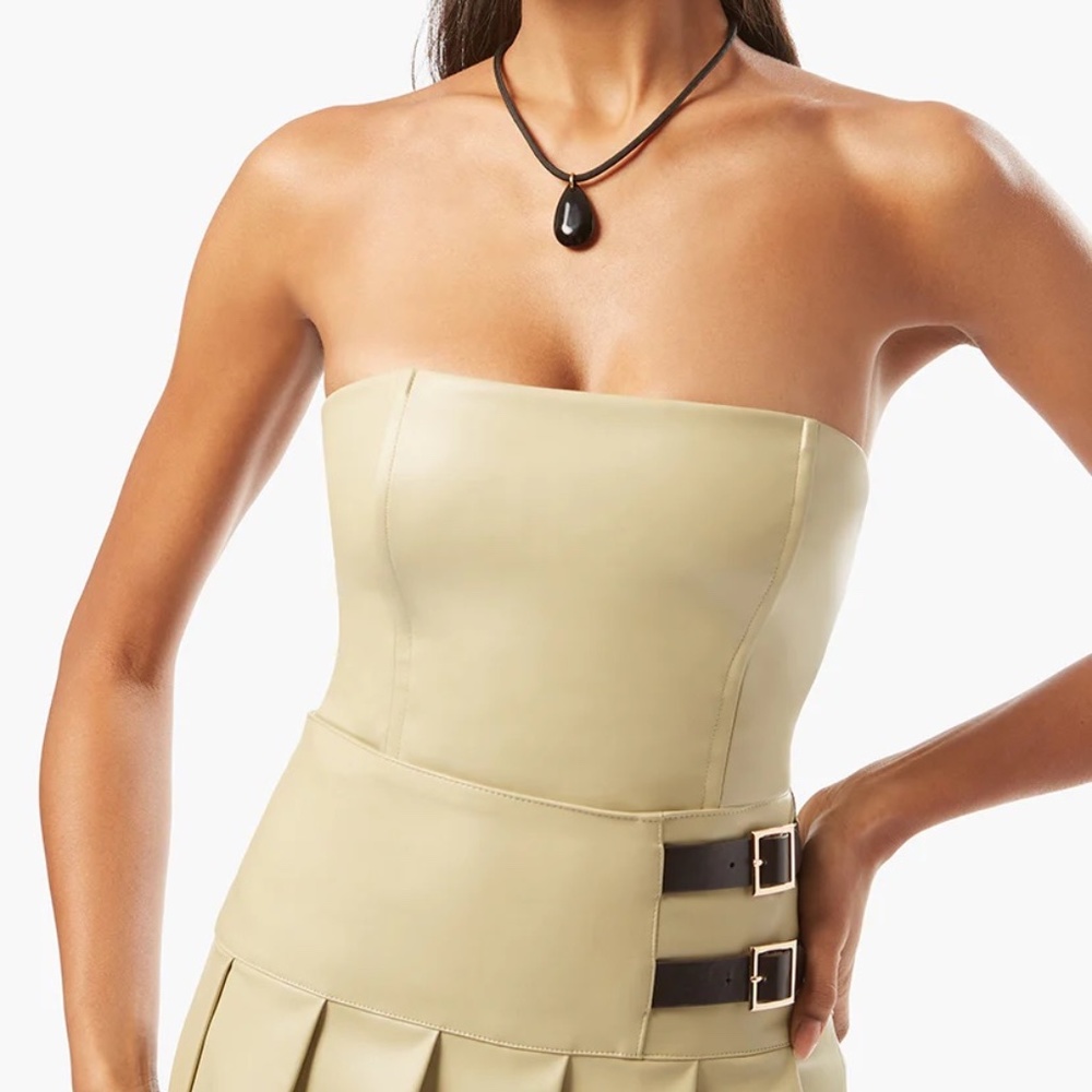 WeWoreWhat Vegan Leather Fitted Tube Top